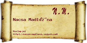 Nacsa Madléna névjegykártya